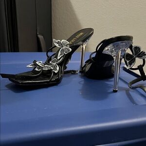 Elegant Black Butterfly Heels